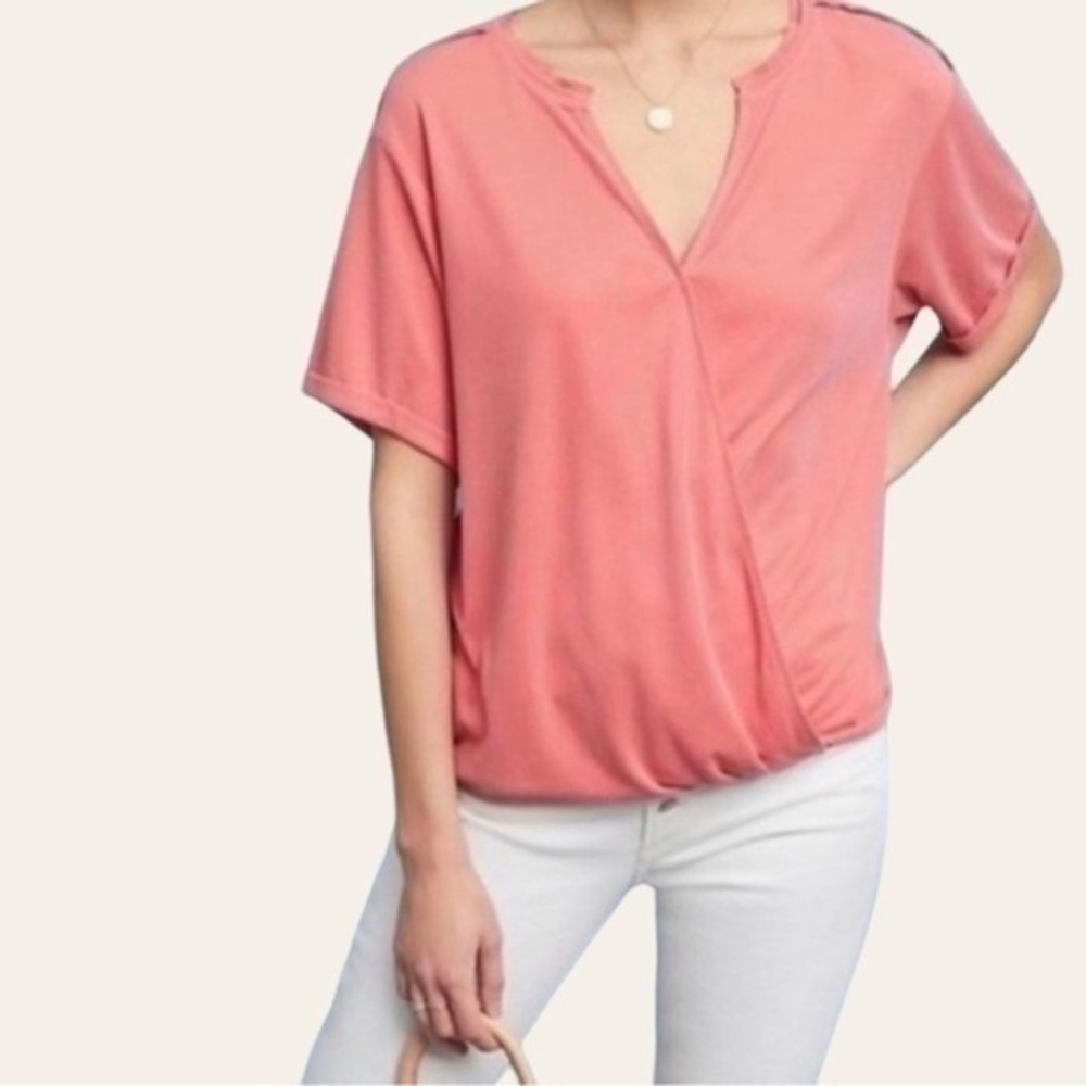 Anthropologie Saturday Sunday Amy Surplice Wrap Ribbed Top